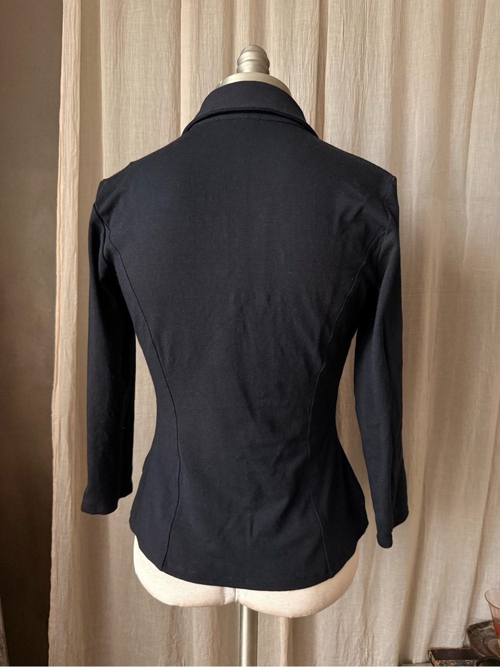 Rare Cache Vintage y2k black v neck long-sleeve fitted collared corset shirt - Picture 2 of 4